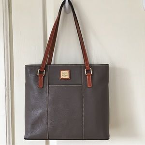 Dooney & Bourke Grey & Brown Pebble Grain Leather Lexington Shoulder Bag
